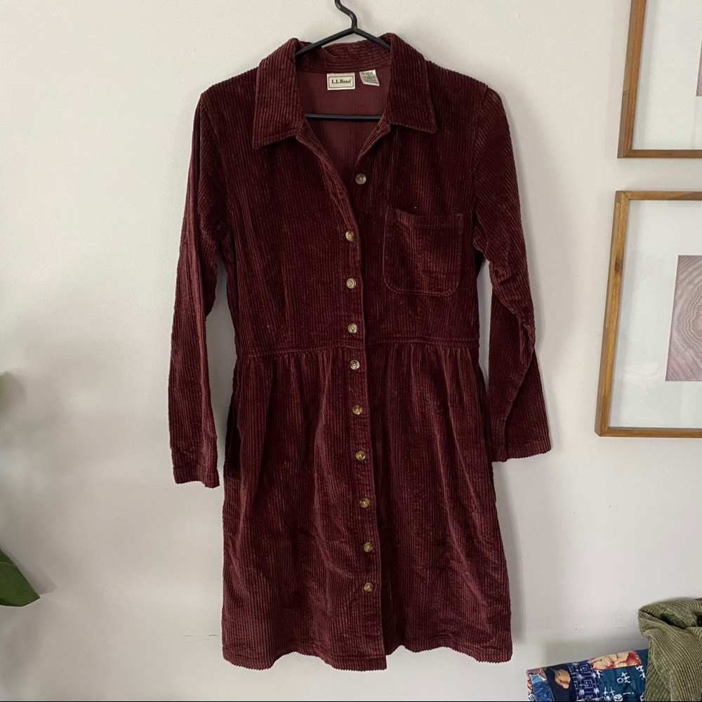 LL Bean cottage core vintage corduroy dress size 6